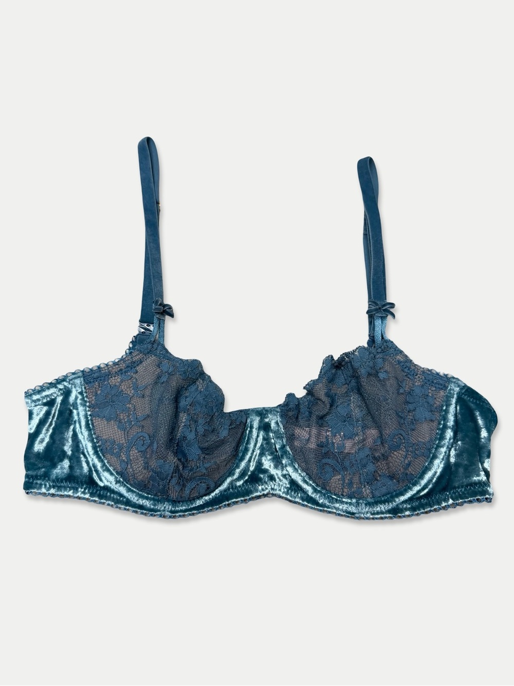 Victoria’s Secret Dream Angels 34B Teal Velvet Lace Push-Up Bra Unlined
